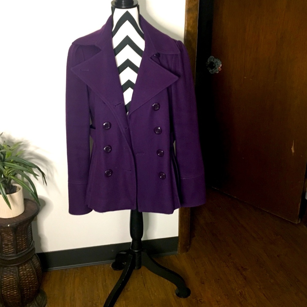Purple Guess Peacoat Size Large Double breasted